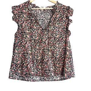BB Dakota Steve Madden Floral Ruffle Sleeve  XXL Tie Front Top